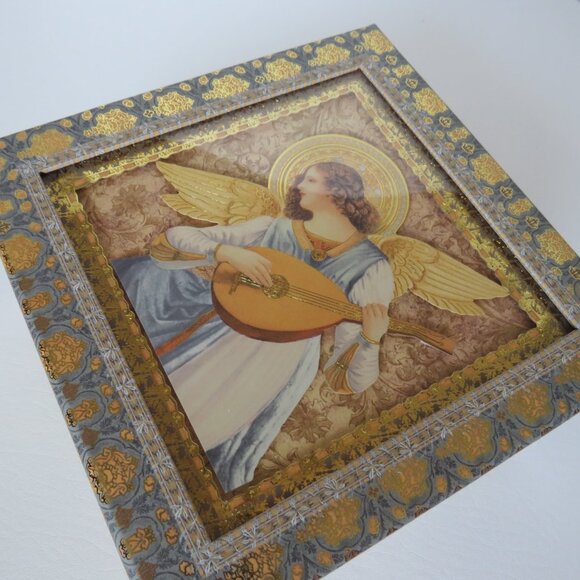 Vintage Punch Studio Renaissance Angel Playing Lute Keepsake Storage Gift Box - Picture 5 of 12